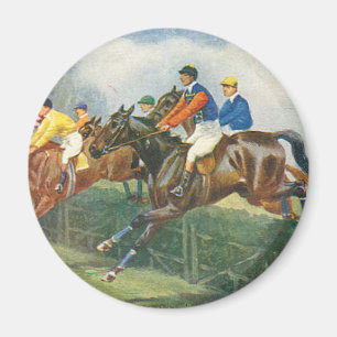 Vintage Hindernisrennpferde 2 Magnet