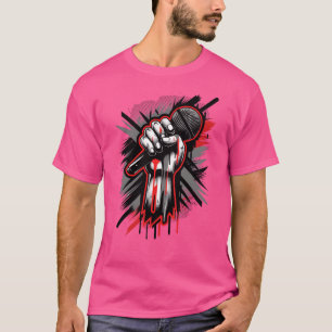 Vintage-Hip-Hop-Rapper-inspirierte Mikrofon-Kunst T-Shirt