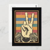 Vintage Hippie Hand Peace Sign Postkarte (Vorne/Hinten)