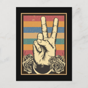 Vintage Hippie Hand Peace Sign Postkarte