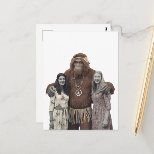 Vintage Hippie Ladys und Sasquatch Postkarte (Vorderseite/Rückseite Beispiel)