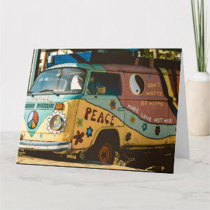VINTAGE-HIPPIE-WOHNmobil-LUSTIGE-GEBURTSTAGSKARTE Dankeskarte
