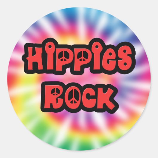 Vintage Hippies Rock Gefärbte Krawatte Sticker (Vorderseite)
