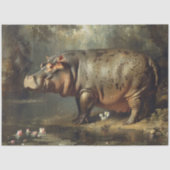 Vintage Hippo-Malerei Seidenpapier (Vorderseite)
