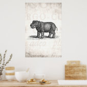 Vintage Hippopotamus-Illustration 1800 - Hippos Poster (Küche)