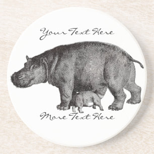 Vintage-Hippopotamus-Unterlage Getränkeuntersetzer