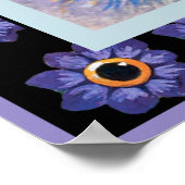 Vintage Hippy-Blume Katzenposter drucken Poster (Ecke)