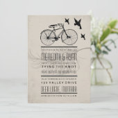 VINTAGE HIPSTER-BICYCLE-WEDD-EINLEITUNG EINLADUNG (Stehend Vorderseite)