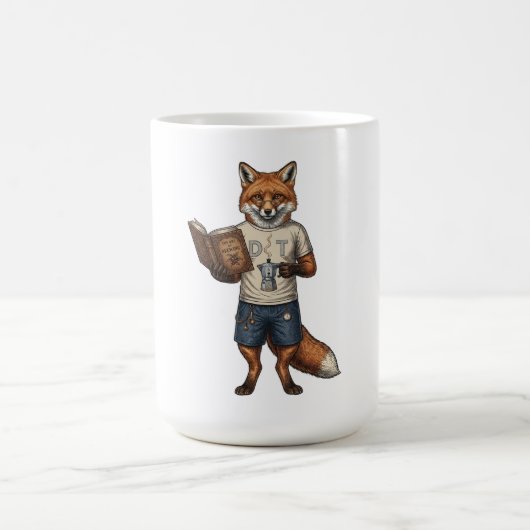 Vintage-Hipster-Fuchs-Kaffeebrüher & Buchleser Kaffeetasse (Mittel)