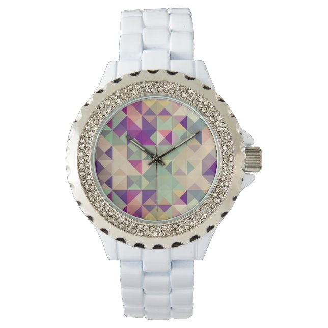 Vintage Hipster Geometrisches Muster. Armbanduhr (Vorderseite)