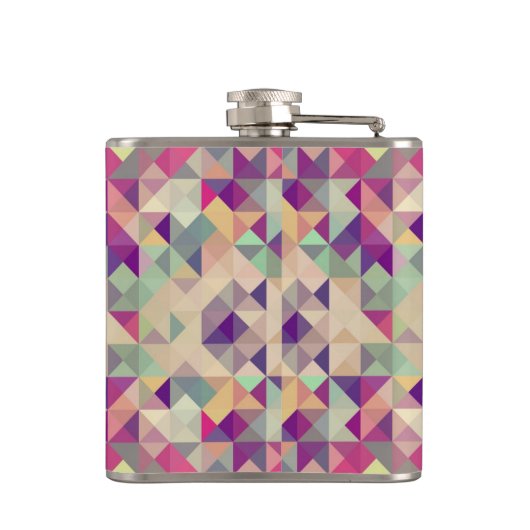 Vintage Hipster-geometrisches Muster Flachmann (Rückseite)