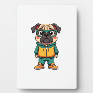 Vintage-Hipster-Mops-Cartoon-Streetwear-Grafik Fotoplatte