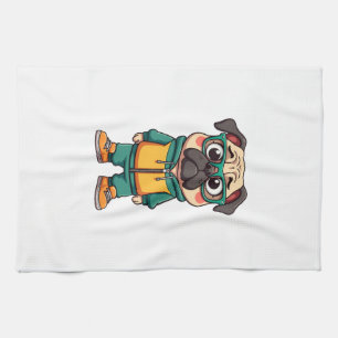Vintage-Hipster-Mops-Cartoon-Streetwear-Grafik Geschirrtuch
