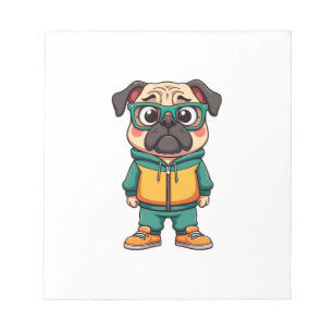 Vintage-Hipster-Mops-Cartoon-Streetwear-Grafik Notizblock