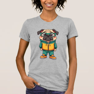 Vintage-Hipster-Mops-Cartoon-Streetwear-Grafik T-Shirt