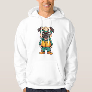 Vintage-Hipster-Mopshund-Cartoons-Streetwear-Grafi Hoodie