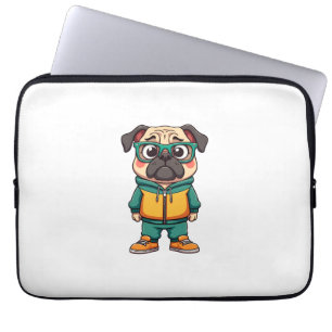 Vintage-Hipster-Mopshund-Cartoons-Streetwear-Grafi Laptopschutzhülle