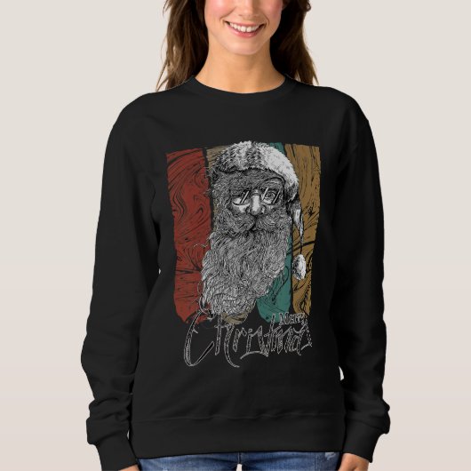 Vintage Hipster Santa Claus Xmas Sweatshirt (Vorderseite)