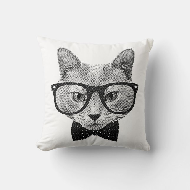 Vintage Hipsterkatze Kissen (Vorderseite)