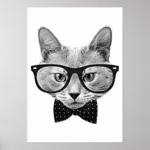 Vintage Hipsterkatze Poster