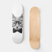 Vintage Hipsterkatze Skateboard (Vorderseite)