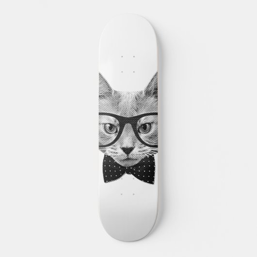 Vintage Hipsterkatze Skateboard (Vorderseite)