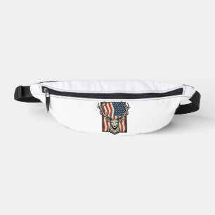 Vintage-Hirsch-Amerikanische-Flagge-Jagd-Shirt-Des Bauchtasche
