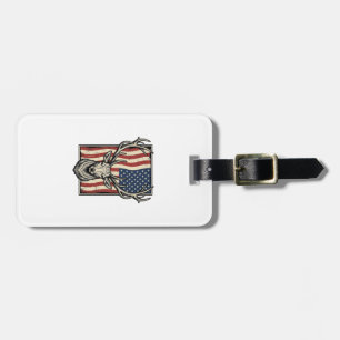 Vintage-Hirsch-Amerikanische-Flagge-Jagd-Shirt-Des Gepäckanhänger