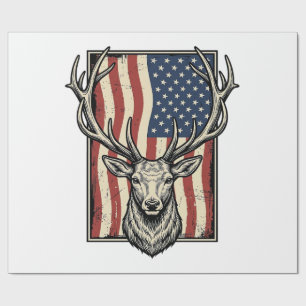 Vintage-Hirsch-Amerikanische-Flagge-Jagd-Shirt-Des Geschenkpapier