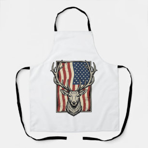 Vintage-Hirsch-Amerikanische-Flagge-Jagd-Shirt-Des Schürze