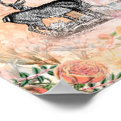 Vintage-Hirsch-Blumen-Collage Poster (Ecke)