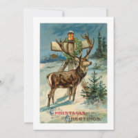 Vintage-Hirsch-Illustration Weihnachtskarte