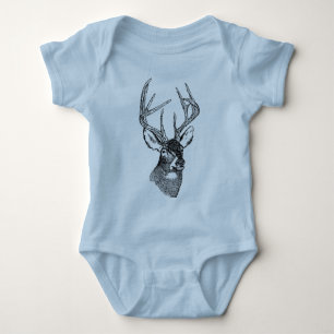 Vintage-Hirsch-Kunstgrafik Baby Strampler