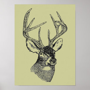 Vintage-Hirsch-Kunstgrafik Poster
