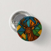 Vintage-Hirsch-Tiffany-Stil-Buntglas-Design Button (Vorne & Hinten)