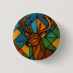 Vintage-Hirsch-Tiffany-Stil-Buntglas-Design Button