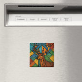 Vintage-Hirsch-Tiffany-Stil-Buntglas-Design Magnet (In Situ (Geschirrspüler))