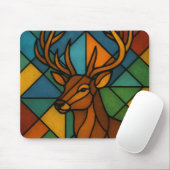 Vintage-Hirsch-Tiffany-Stil-Buntglas-Design Mousepad (Mit Mouse)