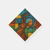 Vintage-Hirsch-Tiffany-Stil-Buntglas-Design Serviette (Ecke)