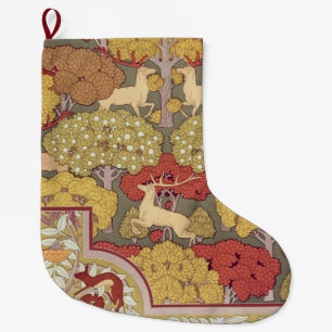 Vintage Hirsch Wald Sage Grün Muster Großer Weihnachtsstrumpf