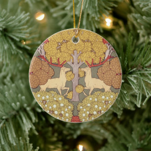 Vintage Hirsch Wald Sage Grün Muster Keramik Ornament