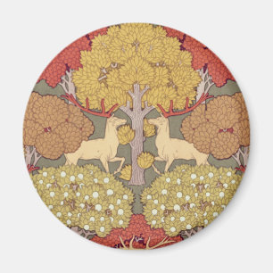 Vintage Hirsch Wald Sage Grün Muster Magnet