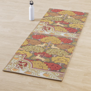 Vintage Hirsch Wald Sage Grün Muster Yogamatte