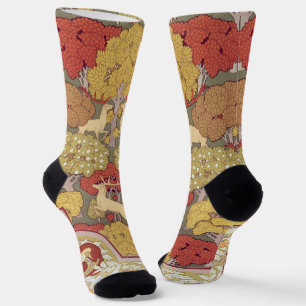 Vintage Hirsch Wald Sagegrün Muster Socken