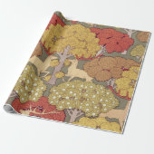 Vintage Hirsch Wald Salbei Grün Muster Geschenkpapier (Ungerollt)