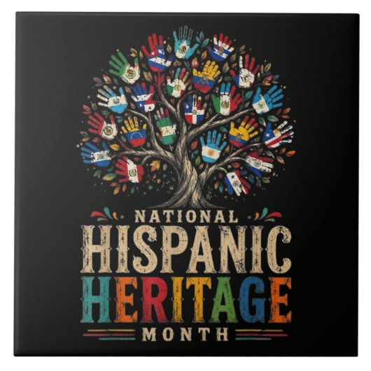 Vintage Hispanic Heritage Month Tree of Unity Fliese (Vorderseite)