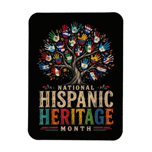 Vintage Hispanic Heritage Month Tree of Unity Magnet (Vertikal)