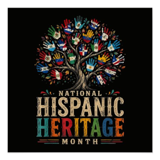 Vintage Hispanic Heritage Month Tree of Unity Poster (Vorderseite)
