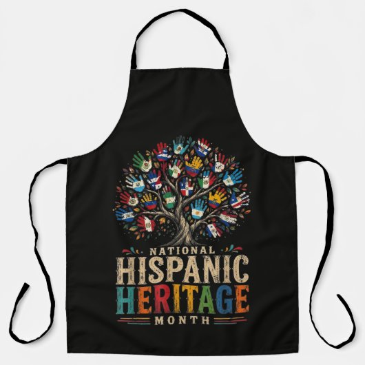 Vintage Hispanic Heritage Month Tree of Unity Schürze (Vorderseite)