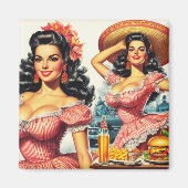 Vintage hispanische FrauenIllustration Magnet (Vorne)